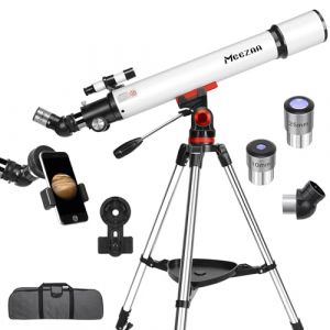 MEEZAA T&eacute;lescope, T&eacute;lescope Astronomique Adulte Professionnel, 70/700mm Portable T&eacute;lescopes R&eacute;fracteur pour Enfants et D&eacute;butants avec Tr&eacute;pied, Transport, Adaptateur T&eacute;l&eacute;phone - Observer La Lune (MEEZAA-EU, neuf)