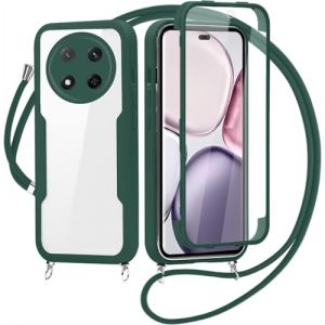 FERLAN Coque avec Cordon pour Honor X9C/Honor X6 Pro, Collier Ajustable,Coque Antichoc Housse avec Protection &eacute;cran, 360&deg; Protection Case Robuste Double Bumper Etui Int&eacute;grale (Vert) (BiBoDan, neuf)