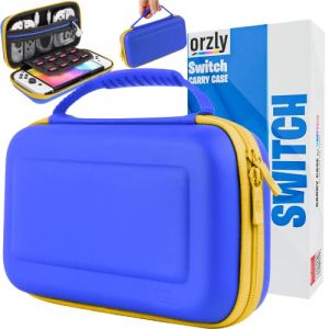 Orzly Étui Switch pour Nintendo Switch/Switch OLED – Fortnite Joycon avec Accessoires et Rangement de Cartes de Jeu – Étui de Transport de Protection de Voyage (Bleu/Jaune) (Syntiga Europe - FR, neuf)