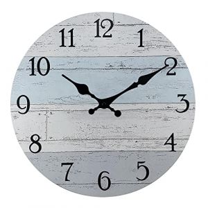 Plumeet Tr&egrave;s Grande Horloge Murale en Bois de 40.6cm, Horloge Murale sans Cadre avec Mouvement &agrave; Quartz Silencieux- Horloge Village Rural de Style Minimaliste Moderne D&eacute;coration pour Salon (VoolanDirect EU, neuf)