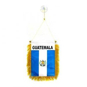 AZ FLAG - Fanion Guatemala Pour D&eacute;coration Voiture Avec Ventouse et Franges Dor&eacute;es - Mini Drapeau Guat&eacute;malt&egrave;que - 13x10 cm (AZ-FLAG, neuf)