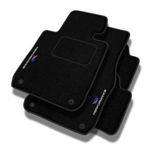 Performance Tapis de Sol personnalisés en Velours Tapis Voiture destiné à BMW Serie 5 G31 2017-2023 - Standard, Perforé, Bleu Blanc Rouge -Broderie CNC précise, Passepoil perforé Design, Tapis de Sol (MOTOS EU, neuf)