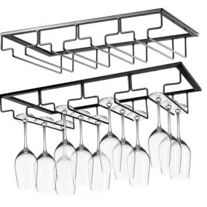 BEOIUCZZY 2 Pi&egrave;ces Porte-Verres &agrave; Pied Suspendu, 4 Rangs Support pour Verre &agrave; Vin en M&eacute;tal Suspendu Support de Verre &agrave; Vin pour la Maison, la Cuisine, Le Bar, Le Restaurant (LilididianStore, neuf)