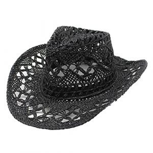 Chapeau de Cowboy Western Femme Homme Été Western Cowboy Chapeau Shapeable Chapeau de Paille Creusé Chapeau de Soleil Casquette pour Voyage Plage Extérieur Pêche (NiceYear, neuf)