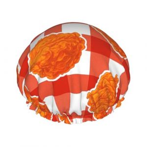 Morceaux de poulet frit sur une couverture de pique-nique, bonnet de douche imperméable à double couche pour cheveux longs pour femmes, réutilisable (ZhangQiangPosters, neuf)