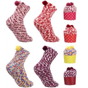 Bixury 4 Paires Chaussettes Femme Noël Hiver Chaud Chaussettes Coffret Cadeau Noel Chaussettes Femme Cupcake Désign Chaussettes de Lit Gâteau Chaussettes Corail Polaire Bonneterie Moelleux (HAPPY GIBECOM  S.R.L., neuf)