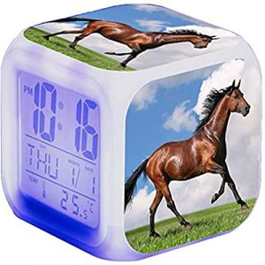 Réveil RAILONCH en forme de cheval - Alarme animale - LED - Beleuchteter Digital Wecker avec affichage de l'heure - Éclairage de nuit - Fonction de veilleuse - Cadeaux d'anniversaire pour enfants (6) (TU WEN, neuf)