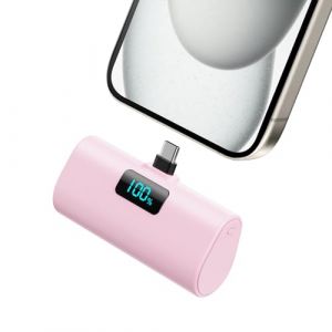 Batterie Externe pour iPhone 16/15 Series, 5200mAh USB C Power Bank à Charge Rapide, Ultra-Compact et Léger Batterie Portable Écran LCD Chargeur Portable pour iPhone 16/15/15 Pro Samsung etc.(Rose) (sanreneu, neuf)