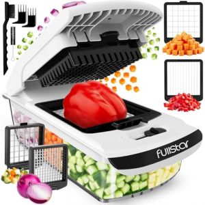 Coupe Legumes Multifonctions - Spiraliseur et Decoupe Legumes Manuel - Coupe Legume Cube Oignon Carotte Concombre Tomates Fruits - Cuisine Accessoires (2-en-1 Blanc) (Yellapro Limited, neuf)