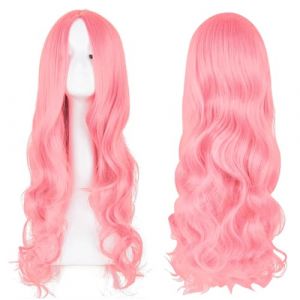 Aweisile Perruque Longues Rose pour Femme Rose Bouclées Perruque Rose Femme Bouclée Ondulée Synthétique Perruques Perruque Longue Bouclée Perruque Rose Femme Bouclée pour Cosplay Fête Quotidienne (Aweisile, neuf)