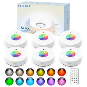 PZSUNLY Spot Sans Fil Rechargeable - 6 Pièces Reglette LED Cuisine avec Télécommande, 12 Couleurs RGB, LED Sans Fil Conception Magnétique pour Le Couloir, L'escalier, La Chambre à Coucher, 1200mAh (Pzsunly Lighting, neuf)