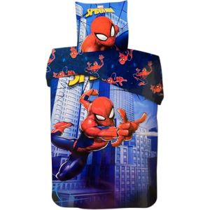 Parure de Lit Spiderman pour Enfant, Housse de Couette R&eacute;versible 140x200 cm, Taie d'oreiller 65x65 cm, 100% Coton (Parure de lit Spider-Man) (TOTALDISCOUNT, neuf)