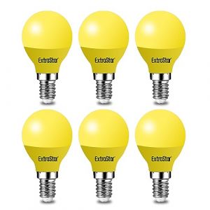 EXTRASTAR Ampoule LED Couleur E14 4W &eacute;quivalente 40W AC 220V-240V, Ampoules Guirlande Couleur LED G45, orange rouge jaune bleu vert pour lumi&egrave;res de No&euml;l de patio ext&eacute;rieur (jaune, lot de 6) (EXTRASTAR, neuf)