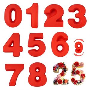Velicber 9 Pi&egrave;ces Moules &agrave; G&acirc;teau 3D en Silicone 0-8 Number Cake Moule Rouge Moule &agrave; G&acirc;teau Chiffre Moule Forme Grands pour Mariages Mariage Anniversaires F&ecirc;tes (Guoxuntech, neuf)