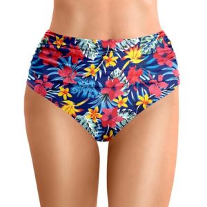 Nlaayong Bas Maillot De Bain Taille Haute pour Femme Élégant Bikini Taille Haute Ruched Bikini Slips Couleur Unie Triangle Short de Bain Amincissant Gainant Ventre Plat (NIyong, neuf)