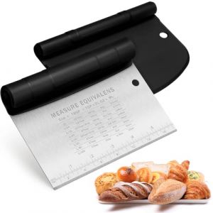 Grattoir &Agrave; P&acirc;te En Acier Inoxydable Avec &Eacute;chelle De Mesure et Plastique Grattoir &Agrave; P&acirc;te, Spatule patisserie - coupe De Cuisine Pour G&acirc;teaux, Cakes, Pizzas, Tartes, Dough (15 x 11.3cm, 15 x 10.5cm) (ROBFLOR MARKET CARS, neuf)