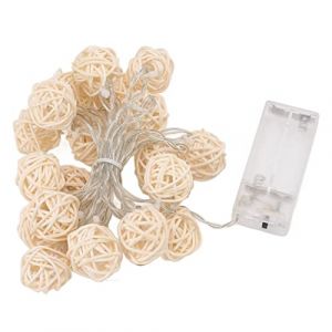 Guirlande Lumineuse en Forme de Boule en Osier Effet Romantique 3m 20 LED Guirlande Lumineuse en Osier &agrave; Piles pour la D&eacute;coration (Zhjvihx-EU, neuf)