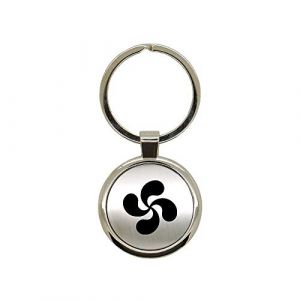 Mygoodprice Porte clé en métal alu brossé Croix Basque Rond Gravure Laser (my-goodprice, neuf)