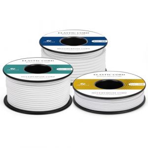 Abma Cord Fils Elastique 3mm x 10m Cordon Elastique Rond Corde Elastique Sandow Elastique Ficelle pour Bracelet, Masques, Collier, Bijoux, Chapeau, Camping - Blanc (Abma Cord EU, neuf)