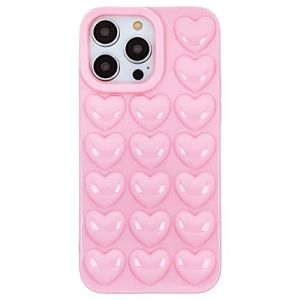 DMaos Housse de Protection Femme pour iPhone 14 Plus 3D Bulle Coeur Gel Housse de Protection pour Belle Fille pour iPhone14 Plus 6,7 Pouces - Rose (DMaos-FR, neuf)