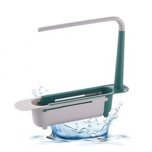 VIDSTW Porte Eponge Evier Cuisine 32-45CM &Eacute;volutif Support Eponge Evier Cuisine R&eacute;glable Organisateur Evier Creuse Inf&eacute;rieure Range Eponge Evier Porte &Eacute;ponge pour Placer Chiffons, &Eacute;ponges (Vert) (BAIYIKEJI, neuf)