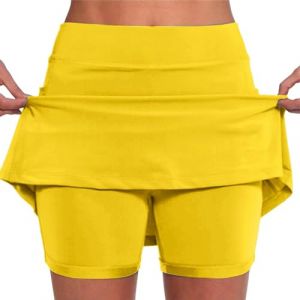 Jupe Short Femme 2 en 1 Jupe pour Femme avec Poche Décontracté Jupe Courte Femme Elastique Jupe de Pantalon Femme Respirant pour Golf Tennis Jupe-Culotte Taille Moyenne Pour Femmes S-XXL (usitable, neuf)