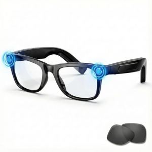 Lunettes Camera HD, 8MP 1080P Lunette Connect&eacute;es IA, Processeur Double C&oelig;ur avec Assistant IA pour Traduction en Temps R&eacute;el, 410Mah Offrant 16 Heures d'Autonomie, Wi-FI Bluetooth Lunette Intelligente (Lejing e-commerce, neuf)