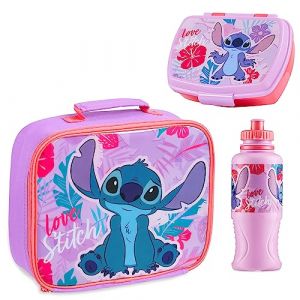 Disney Lunch Box Enfant Ensemble 3 Pcs Sac Isotherme Repas Enfant Boite à Gouter et Gourde Stitch Dejeuner Gouter Pique Nique Accessoires Stitch Officiels Idée Cadeau Rentrée (Get Trend., neuf)