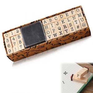 40 Tampons en Bois pour Lettres, Tampon Lettre Alphabet en Bois, Lettres Alphabet Tampons en Bois, Ensemble de Tampons de Lettres, avec Tampon Encreur, pour L'Artisanat d'art et Fabrication de Cartes (JUNNING STORE, neuf)