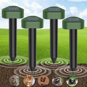 Répulsif Taupe Solaire, Répulsif à Taupes à Ultrasons, Taupe Ultrason Solaire Élimination des Taupes à énergie Solaire pour Taupes, Serpents, campagnols, Gophers et Autres Animaux (4 Pièces) (BOJYS, neuf)