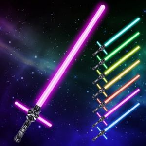 AYESY 7 Couleurs Sabre Laser, 2 en 1 Sabre Lumineux Ep&eacute;es Laser &agrave; LED avec Son Jouet de Sabres Lumineux R&eacute;tractable pour Cadeaux Cosplay Halloween Jeu de r&ocirc;le Guerrier Galactique, Croix 44.5-68cm (FairySpring, neuf)