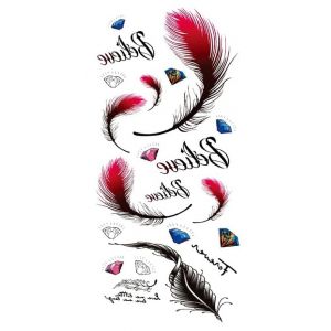 INTEROOKIE anglais autocollant de tatouage plume rouge lèvre totem simulation étanche tatouage autocollant (M-124) (INTEROOKIE, neuf)