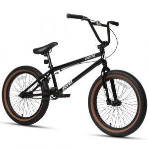 AVASTA Hesper Vélo BMX Freestyle 20" pour Enfants, garçons et débutants de 6, 7, 8, 9, 10, 11, 12, 13, 14 Ans, Noir avec pneus Marron (BikeJune-EU, neuf)