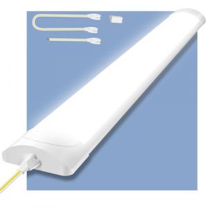 Viugreum 90cm Reglette LED Connectable, 30W 6500K Blanc Froid Tube Neon Led Barre, Éclairage Plafond Lampe Etanche IP54, Lumiere pour Garage Atelier Bureau Cuisine Cave Intérieur Extérieur (Viugreum-EU, neuf)
