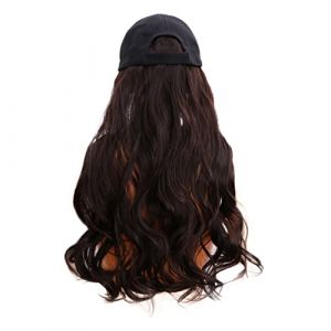 Homoyoyo Postiche Chapeau une Pi&egrave;ce Longue Boucl&eacute;e Synth&eacute;tique Marron Noir pour Femme F&ecirc;te Carnaval Mariage Bonnette Int&eacute;gr&eacute;e (S Wisdom HF, neuf)