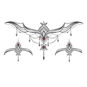 Autocollant de tatouage imperméable, grande poitrine, taille, épaule, dos, dentelle, papillon bleu, faux tatouage, sous les seins, Art corporel for femmes(002) (CAOHCTTDDHJ, neuf)