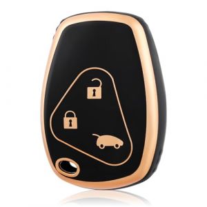 OFF WE GO Coque Clé Etui Cles pour Renault Boitier Clé de Voiture pour Twingo Master Modus Kangoo Clio Trafic Duster Vivaro Espace Voiture Clé à Télécommande Protecteur Clé Voiture Accessoire, Noir Or (OFF WE GO, neuf)