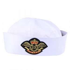 PACKOVE Chapeau de Marin Blanc à Revers 58 CM pour Adulte Casquette de Déguisement Marine Broderie Aigle Accessoire Léger et Respirant pour Fête Nautique et Cosplay (Spring TU, neuf)