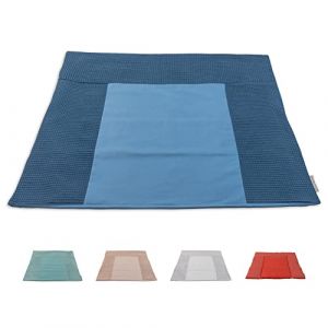 ULLENBOOM &reg; Protection pour matelas &agrave; langer 75x85 cm Piqu&eacute; gaufr&eacute; Bleu (Made in EU) - Housse pour matelas &agrave; langer en coton, serviette de matelas &agrave; langer, motif : &eacute;toiles, points (ULLENBOOM, neuf)