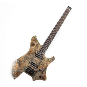 EART Guitare électrique sans tête, pont fixe pour guitare de voyage 6 cordes, guitare LEAF, petite mais pleine échelle, ultra-légère pour les voyages et les performances, guitare à corps solide, noir (EARTGUITAR, neuf)