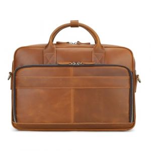 VINBAGGE Sac Business Homme en Cuir V&eacute;ritable de Vachette Cartable Porte Document Mallette Sac de Messager et Sac &agrave; Bandouli&egrave;re d'Affaires Convient pour Ordinateur Portable de 15,6 Pouces (GENOLD, neuf)