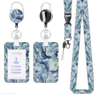 KHDULQ Collier Porte Carte,Porte Badge,Porte Badge Tour de Cou (Motif Textur&eacute; Bleu) Pour Fournitures de Bureau et Scolaires (XINDONGLI, neuf)