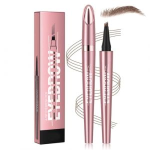 IKOPFLN 1 Pi&egrave;ce Or rose Crayon &agrave; sourcils imperm&eacute;able 3D Microblading - Avec 4 pointes de fourchette - Pour des sourcils naturels sans effort (B) (IKOPFLN, neuf)