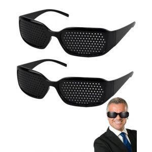 CHBCD Deux paires de lunettes à sténopé, lunettes à sténopé multipoints avec branches pliables, pour l'entraînement oculaire, lunettes à sténopé, correctrices, pour l'amélioration de la vue (GAOjianfeide, neuf)