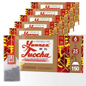 Yunnan Tuocha Zouji - Thé Tuocha au Ginseng – Vitalisant - 150 Sachets (6x25)- 300g - Origine Yunnan Garantie (ZOUJI TUOCHA, neuf)