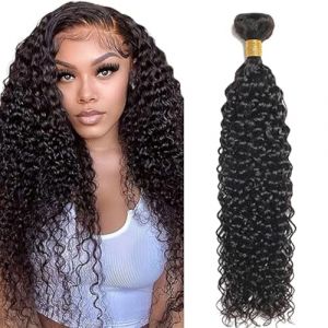 Tuheerst Water Wave Human Hair Bundles Tissage Bresilien en lot Cheveux Humain Black Human Hair Extensions Tissage Cheveux Naturels Double Weft Remy Hair Single Bundle for Woman 20 Pouce (QC Hair, neuf)