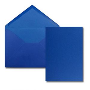 Lot de 25 cartes simples - Avec enveloppes - Format A6 / C6 - Bleu roi (bleu) &ndash; 14,8 x 10,5 cm &ndash; Sans pli (GUSTAV NEUSER GmbH, neuf)