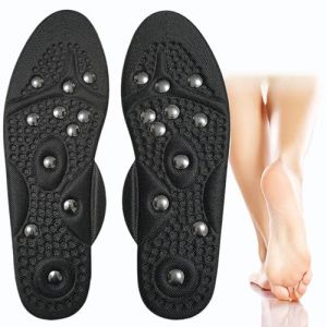 2 Paires Semelle magnétique de massage, semelle magnétique de massage des pierres respirante et anti-odeur pour hommes et femmes Semelle de massage des points d'acupuncture,L,2 Pairs (LXH-AMZ, neuf)