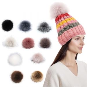 QEXUJOW Glands et pompons pour couture,Lot de 10 pompons en fausse fourrure, 8 cm, pour chapeaux, sacs, écharpes, chaussures, porte-clés (jianxinzhao, neuf)