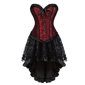 Jutrisujo Corset Bustier Robe Jupe Femmes Sexy Dentelle Lingerie Grande Taille Burlesque Rouge L (jutrisujo Unique, neuf)